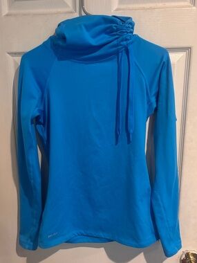 Nike Blue Drawstring Funnel Neck Long Sleeve Pullover